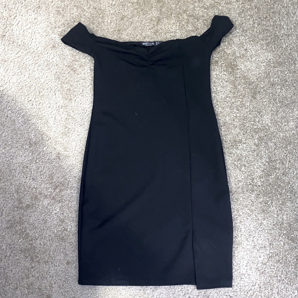 Nasty gal Black Size 4 Scuba Crepe Bardot Sweetheart Mini Dress